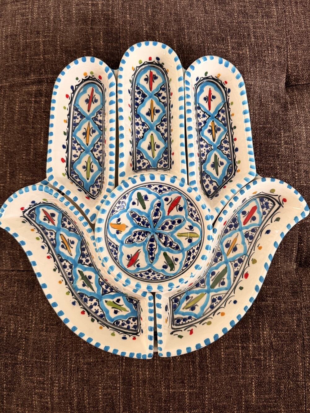 World Market 7 Piece Hand of Fatima, Ceramic Tray Platter Serving Set India